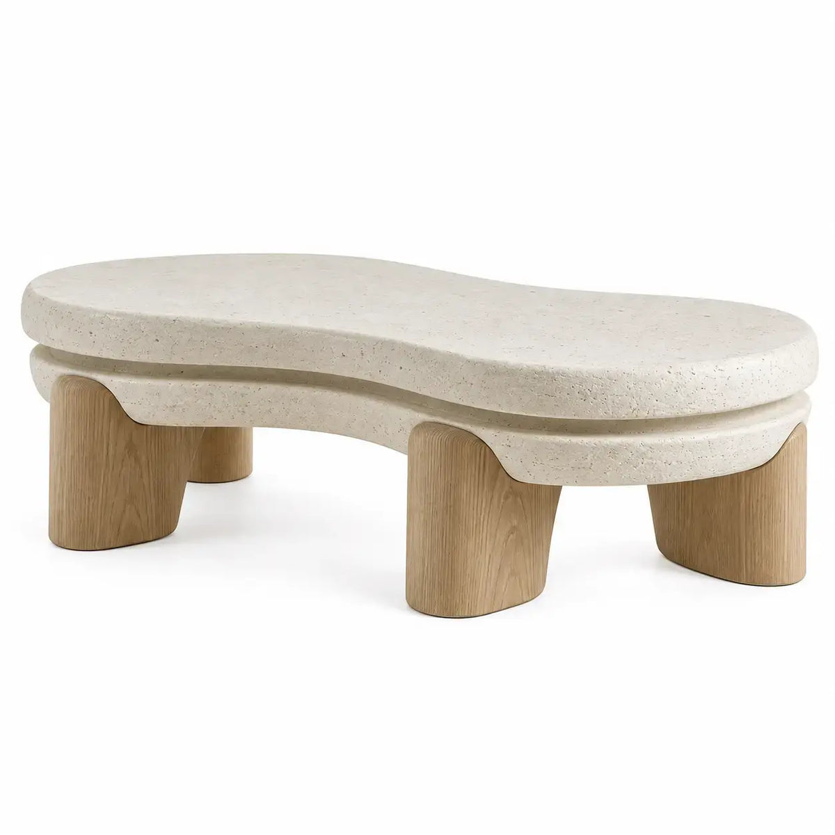 Soffbord med oregelbunden skiva och runda ben – beige/brun