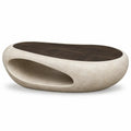 Ovalt soffbord med öppning i basen – beige/brun
